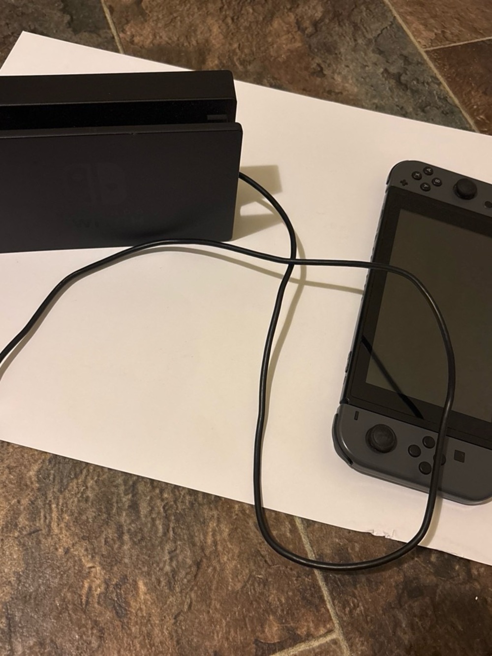 Nintendo Switch Console with Black Dock and Gray Joy-Con Controllers